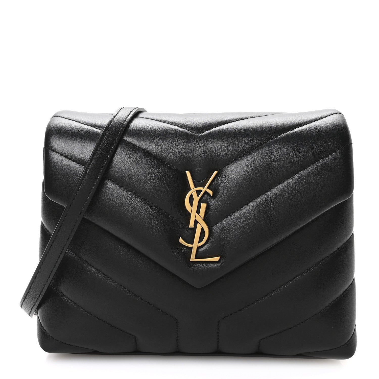 Calfskin Y Quilted Monogram Toy Loulou Crossbody Bag Black
