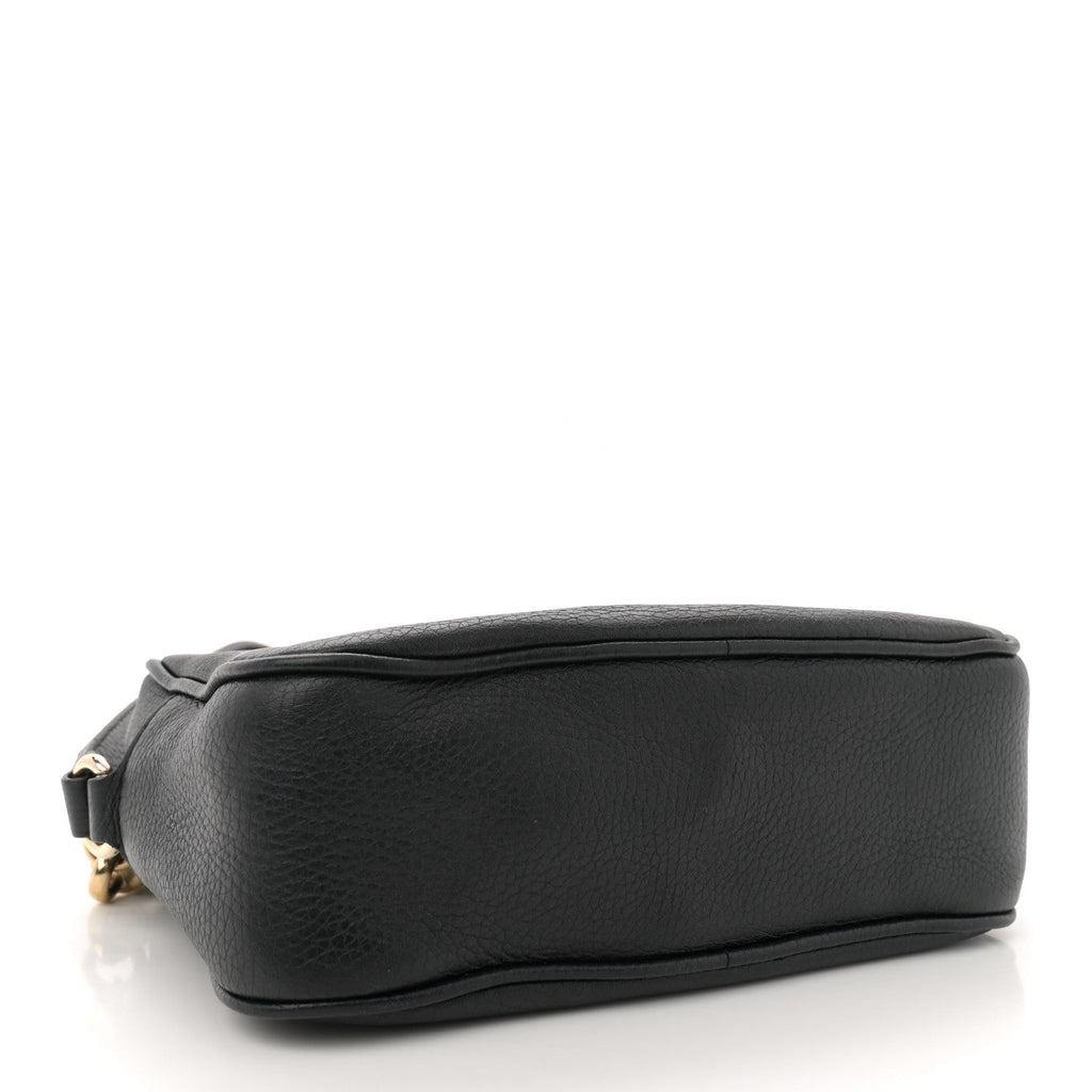 Pebbled Calfskin Small Soho Disco Bag Black
