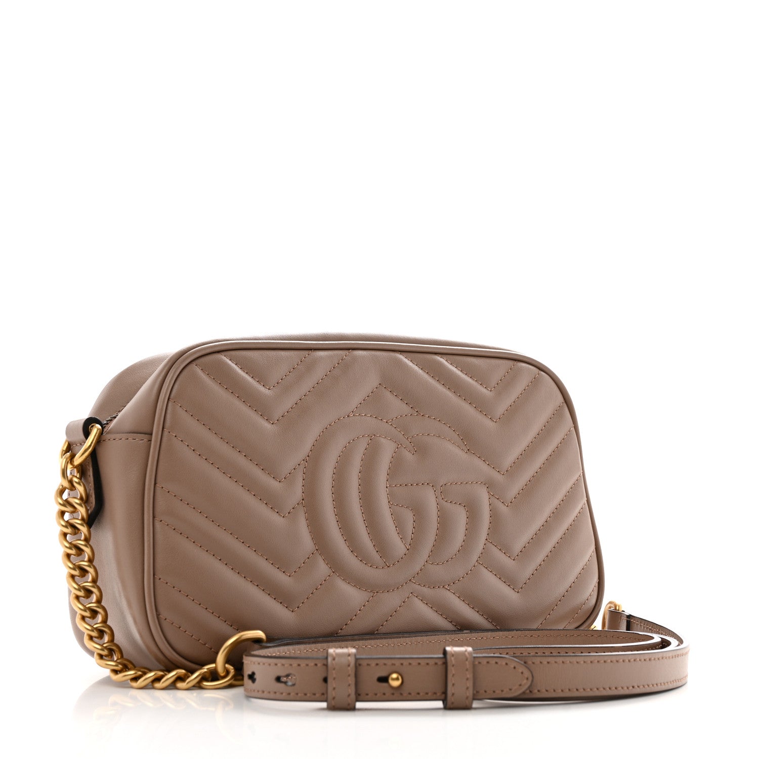 Calfskin Matelasse Small GG Marmont Chain Shoulder Bag Porcelain Rose