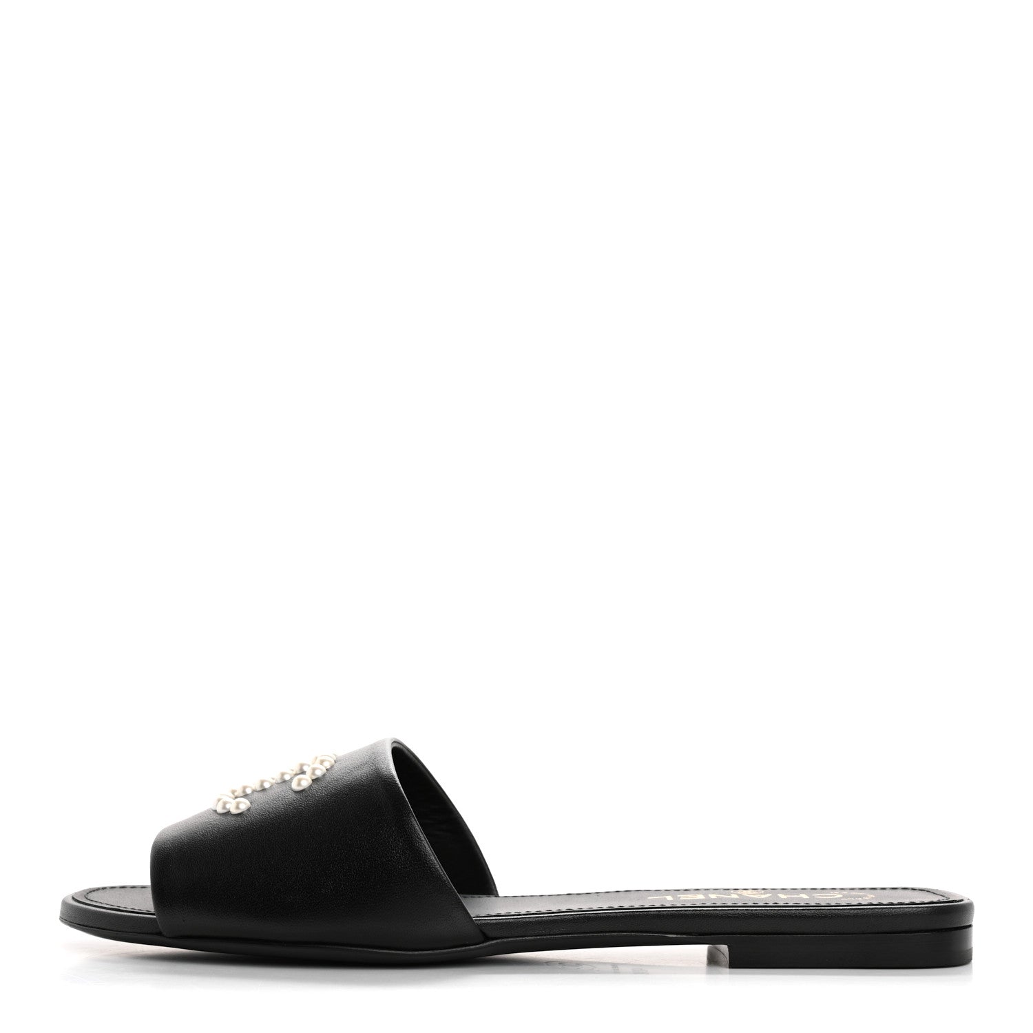 Lambskin Pearl CC Sandals 40.5 Black