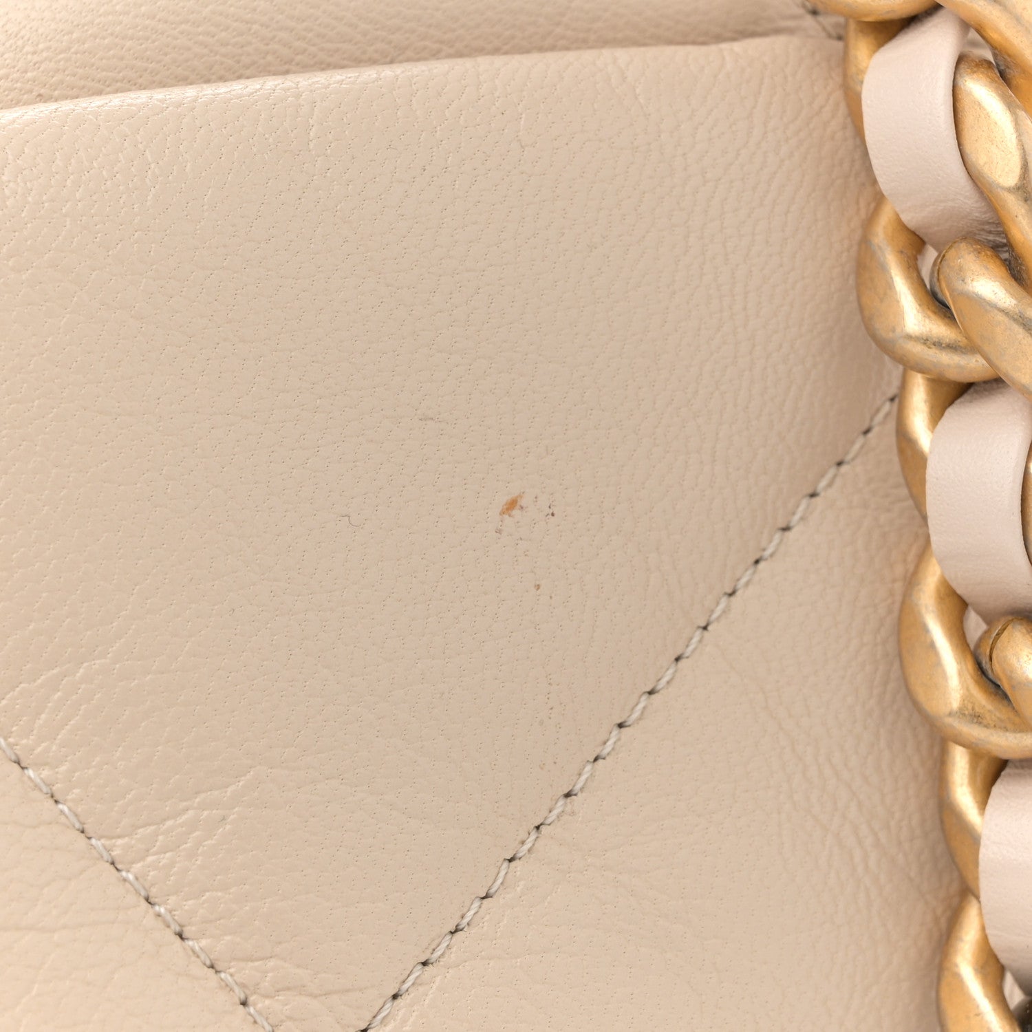 Goatskin Quilted Maxi Chanel 19 Flap Beige