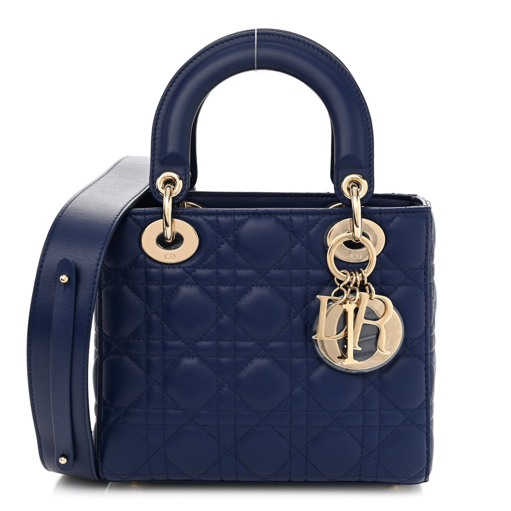 Lambskin Cannage Small Lady Dior Royal Blue