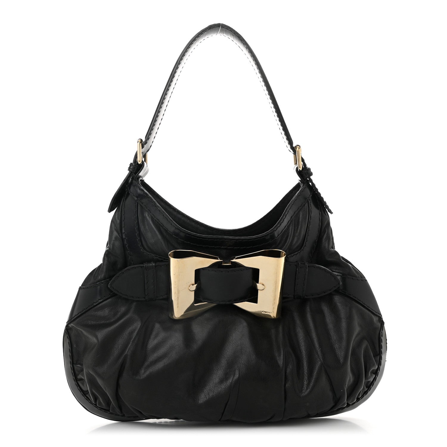 Calfskin Queen Bow Hobo Black