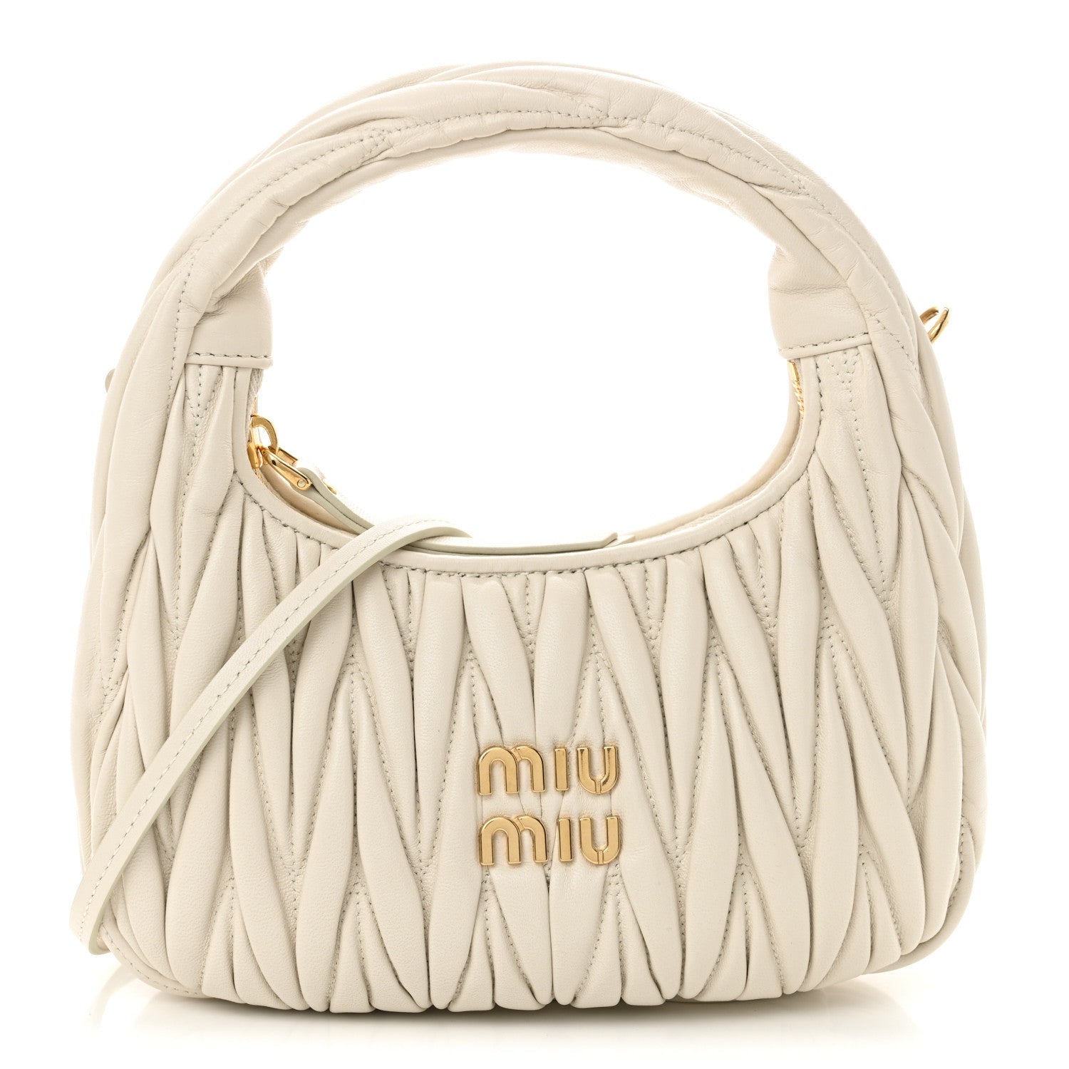 Nappa Matelasse Small Wander Hobo White