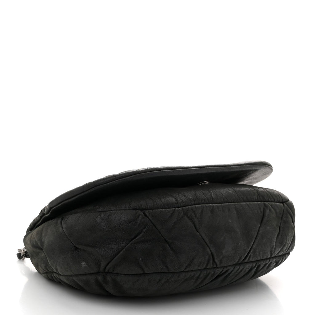 Iridescent Calfskin Glint Flap Black