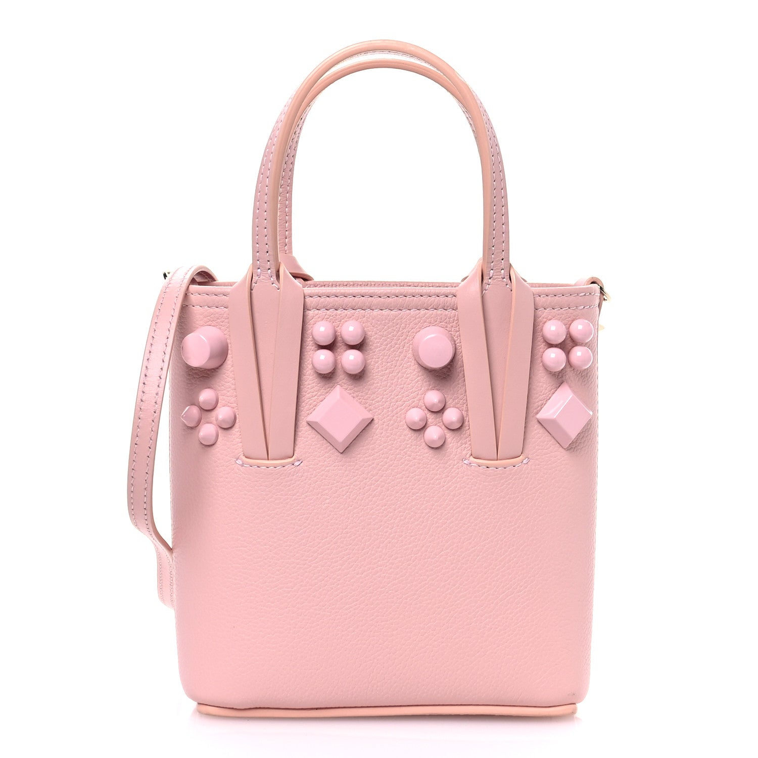 Calfskin Empire Spike Studded Mini North South Cabata Tote Rosy