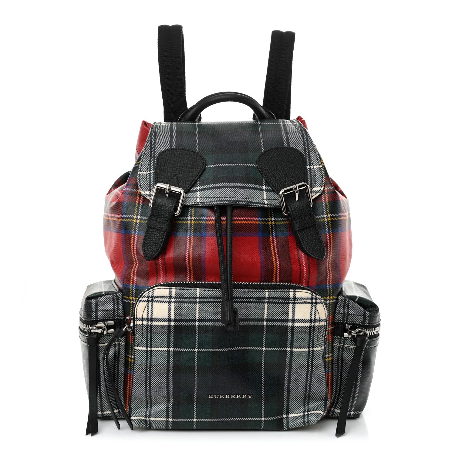 Laminated Tartan Patchwork Large Rucksack Backpack Military Red