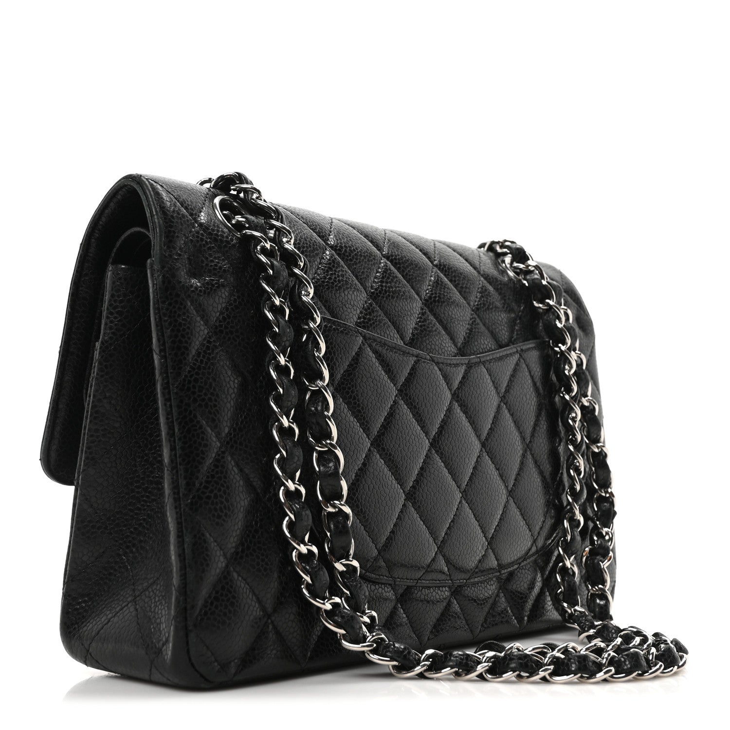 Caviar Quilted Medium Double Flap Black