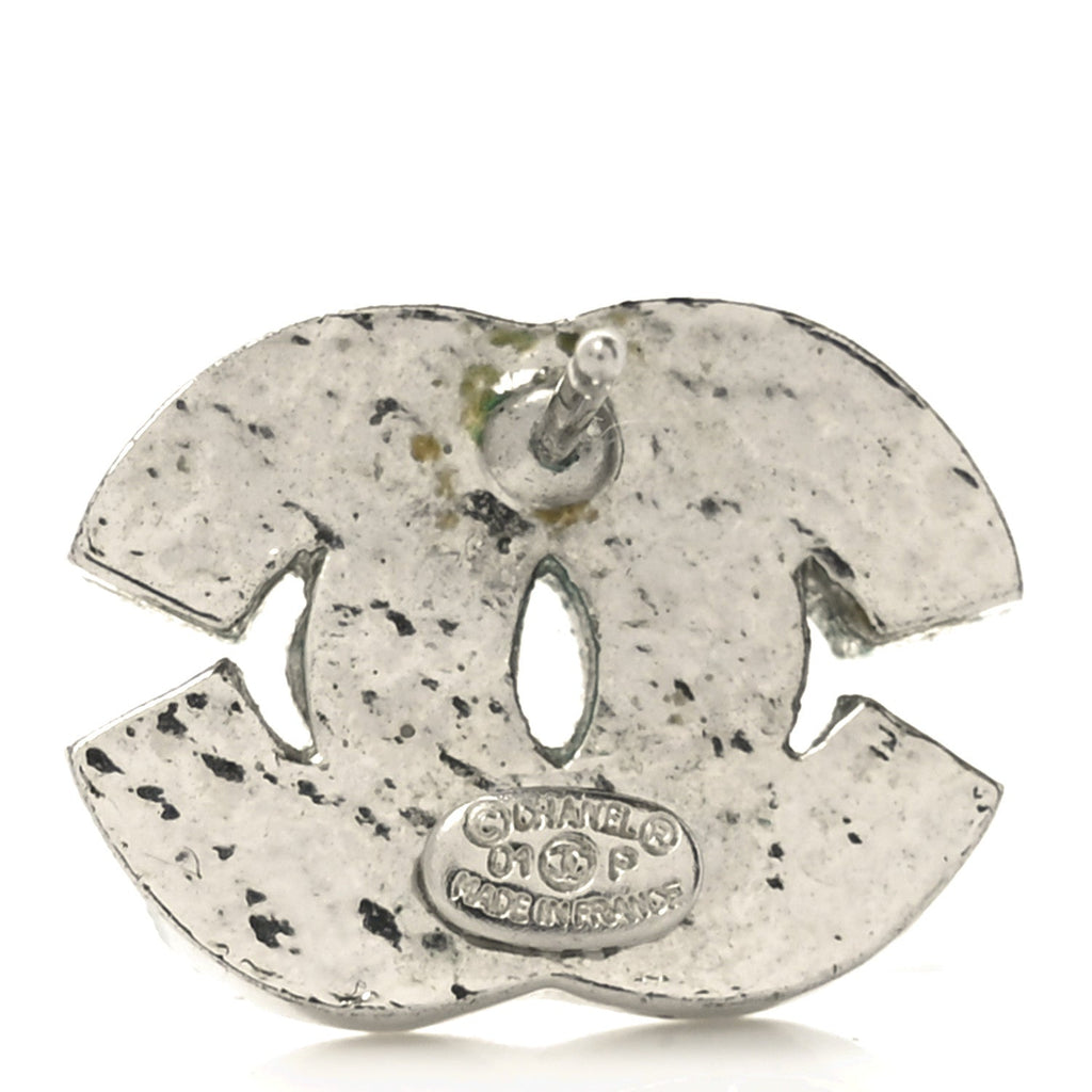 Baguette Crystal CC Earrings Silver