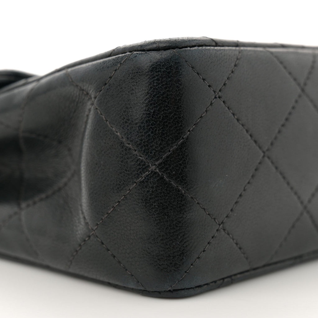 Lambskin Quilted Mini Square Flap Black