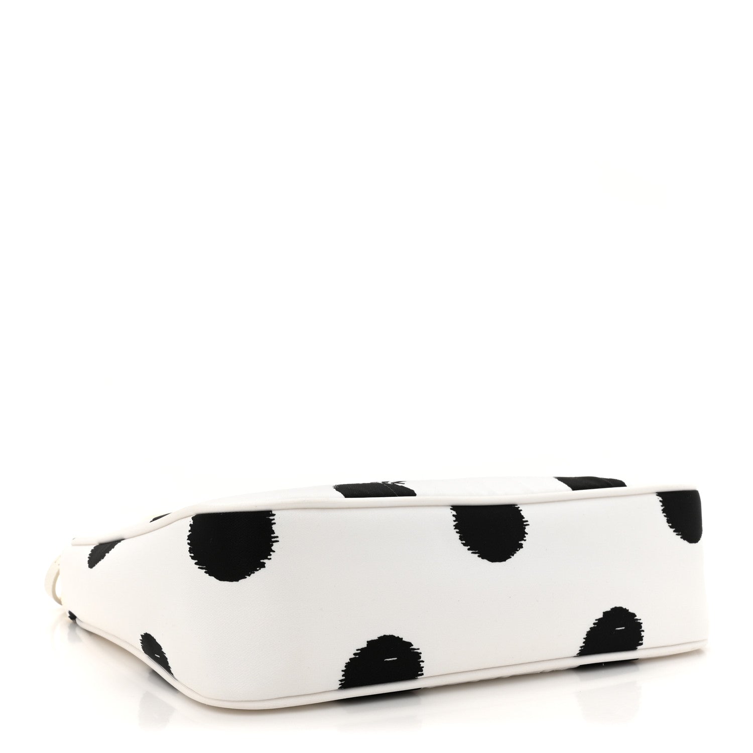 Tessuto Nylon Polka-Dot Mini Re-Edition 2000 Bag White Black