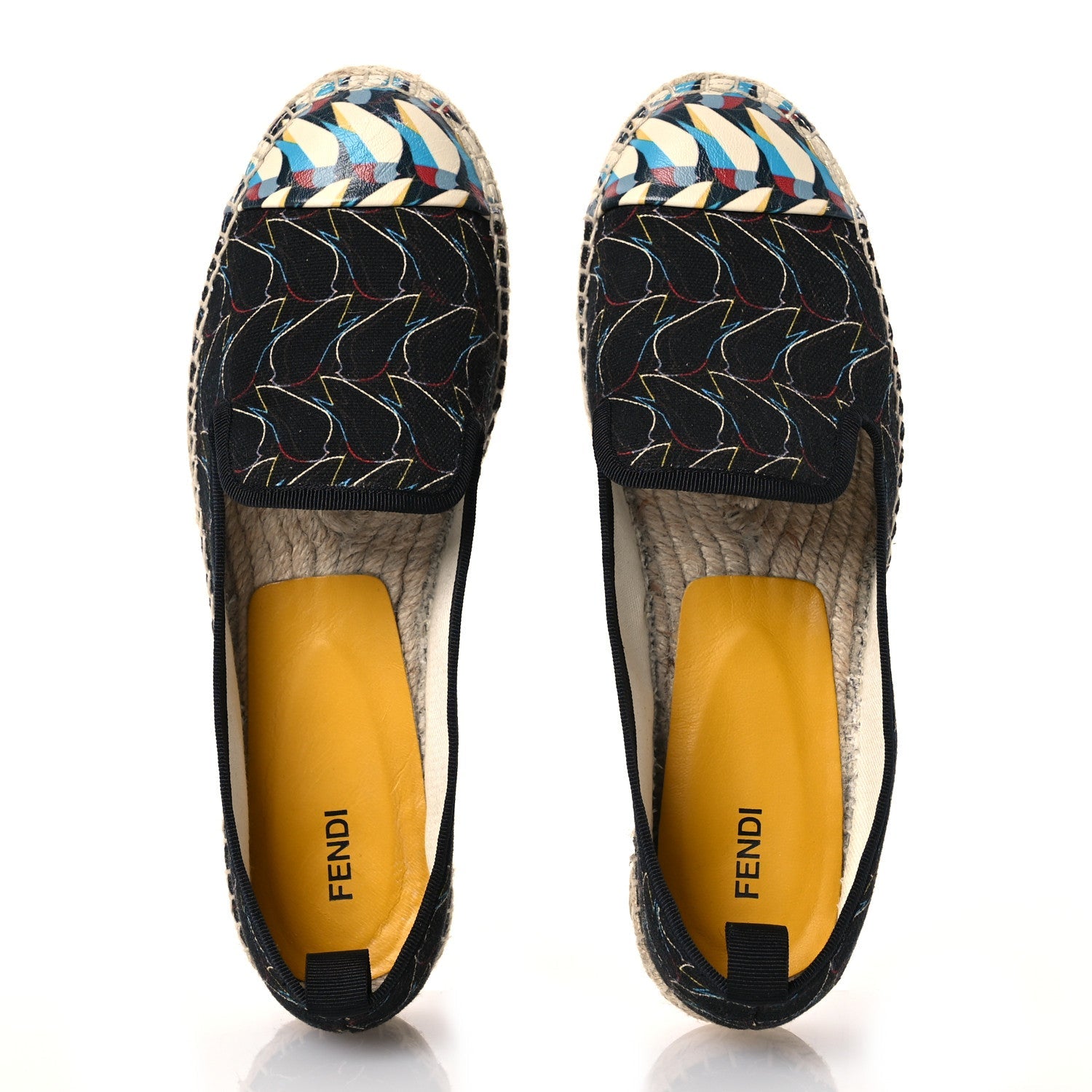 Canvas Printed Calfskin Espadrilles 36 Multicolor