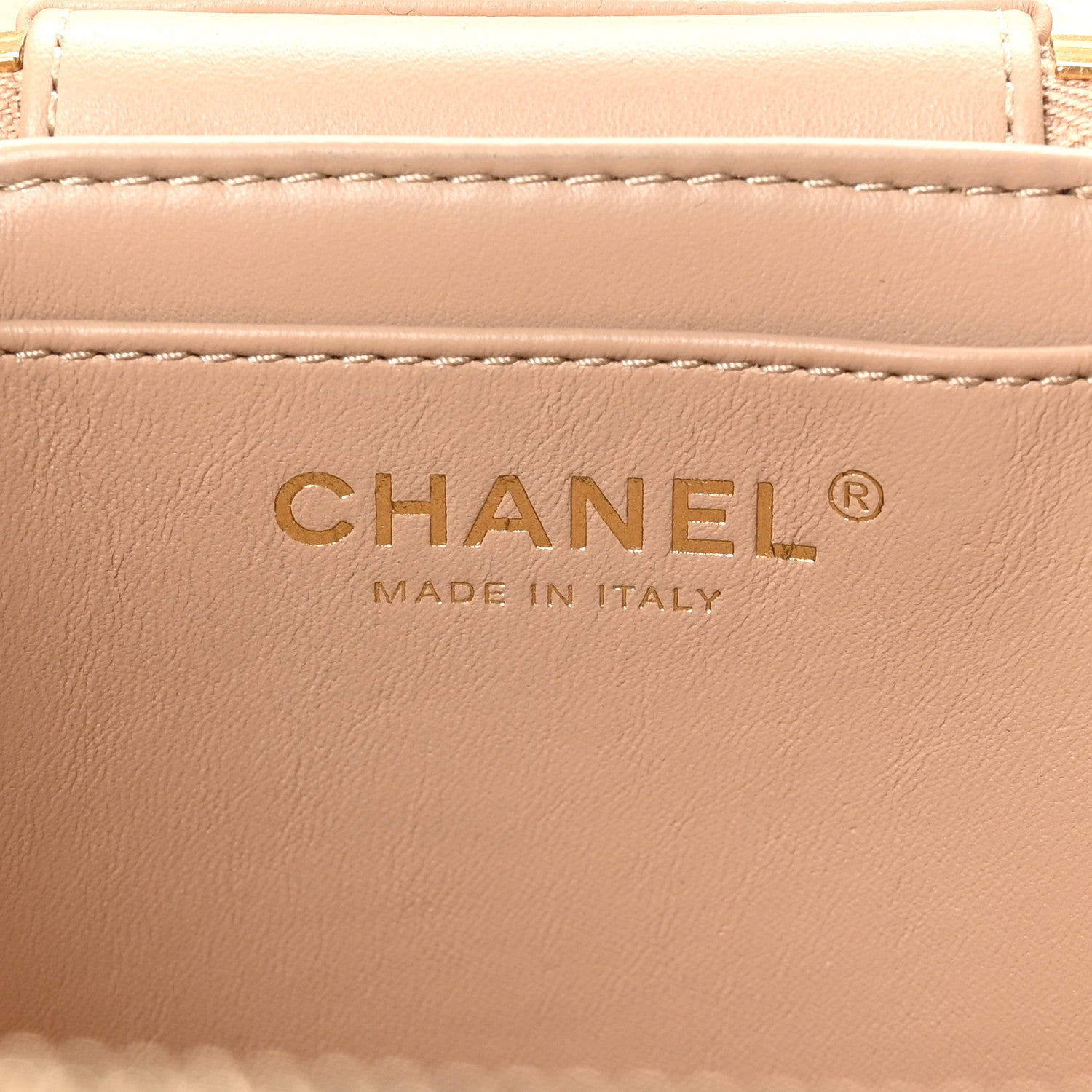 Lambskin Quilted Trendy Vanity Case Beige