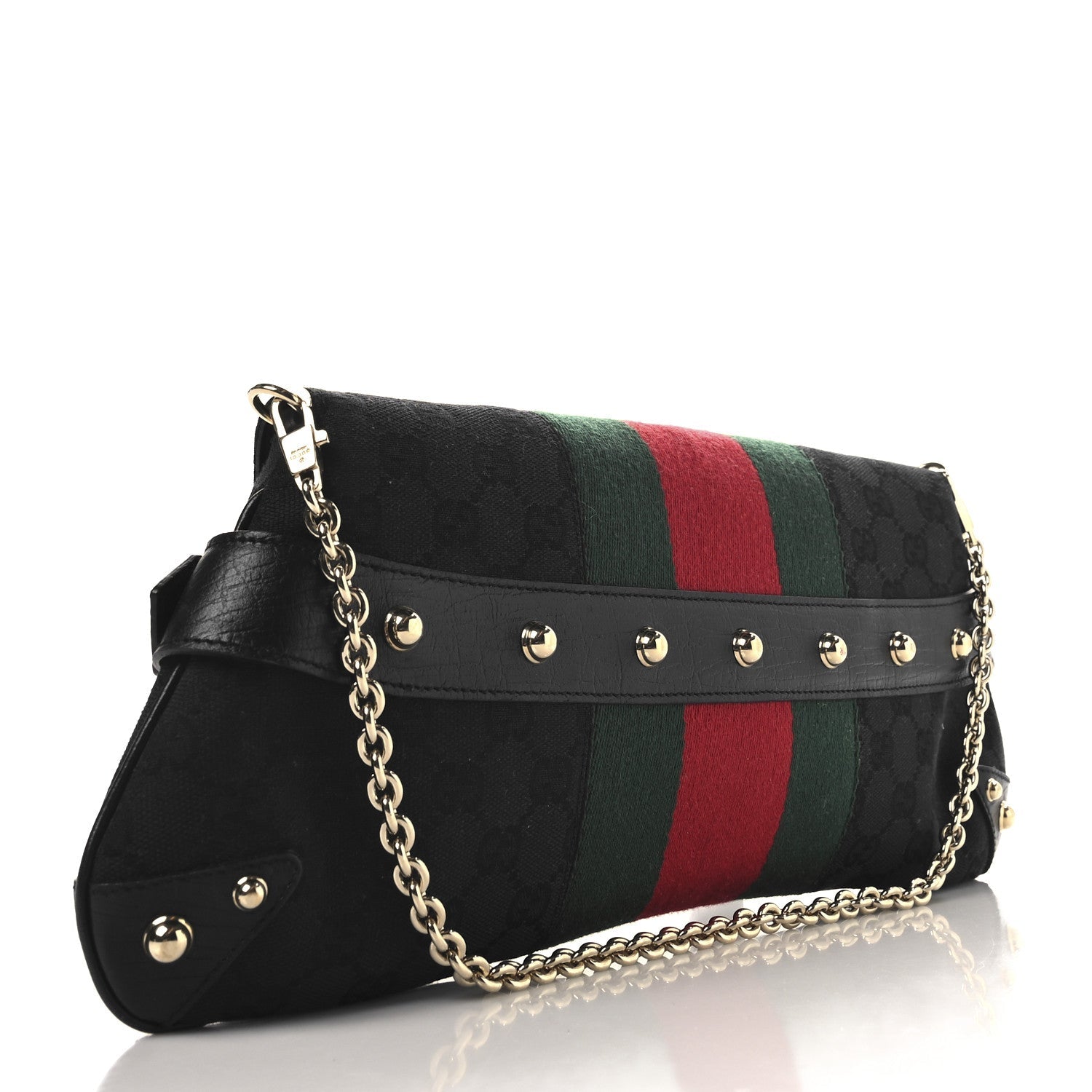 Monogram Web Horsebit Chain Clutch Black