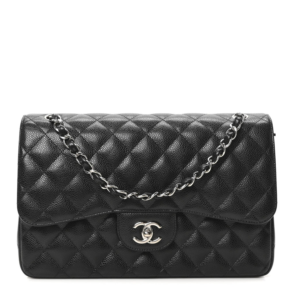 Caviar Quilted Jumbo Double Flap Black