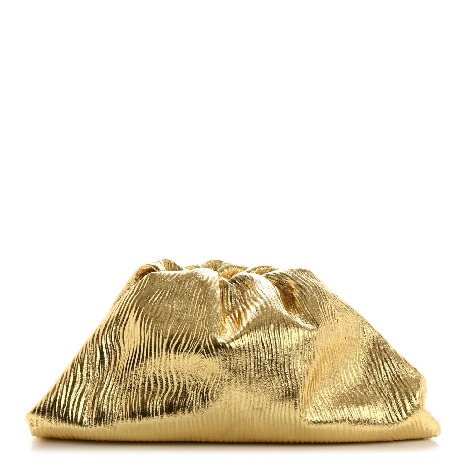Metallic Bark Calfskin Embossed The Pouch Oversized Clutch Oro