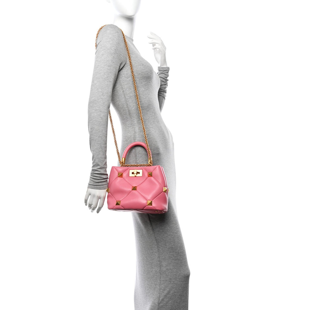 Nappa Small Roman Stud The Handle Bag Flamingo Pink