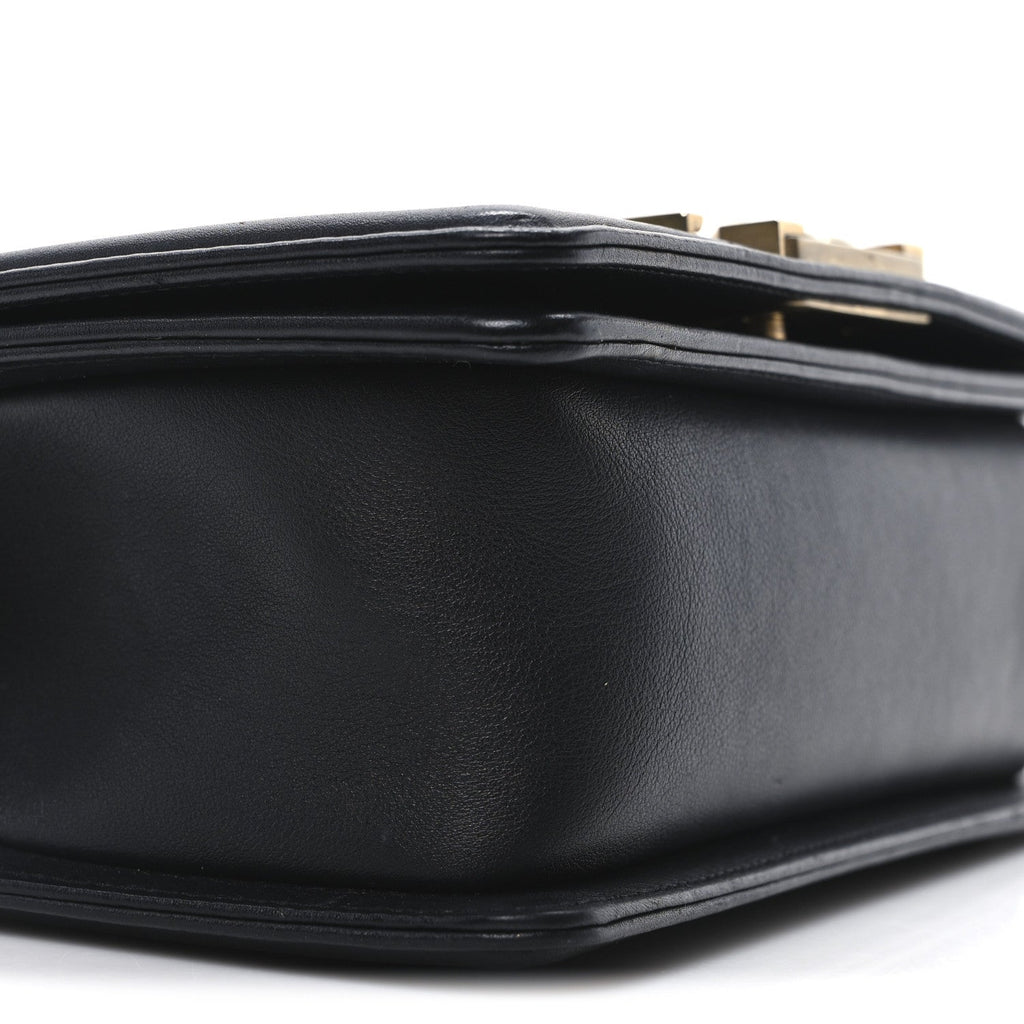 Calfskin Quilted Small Boy Flap Black