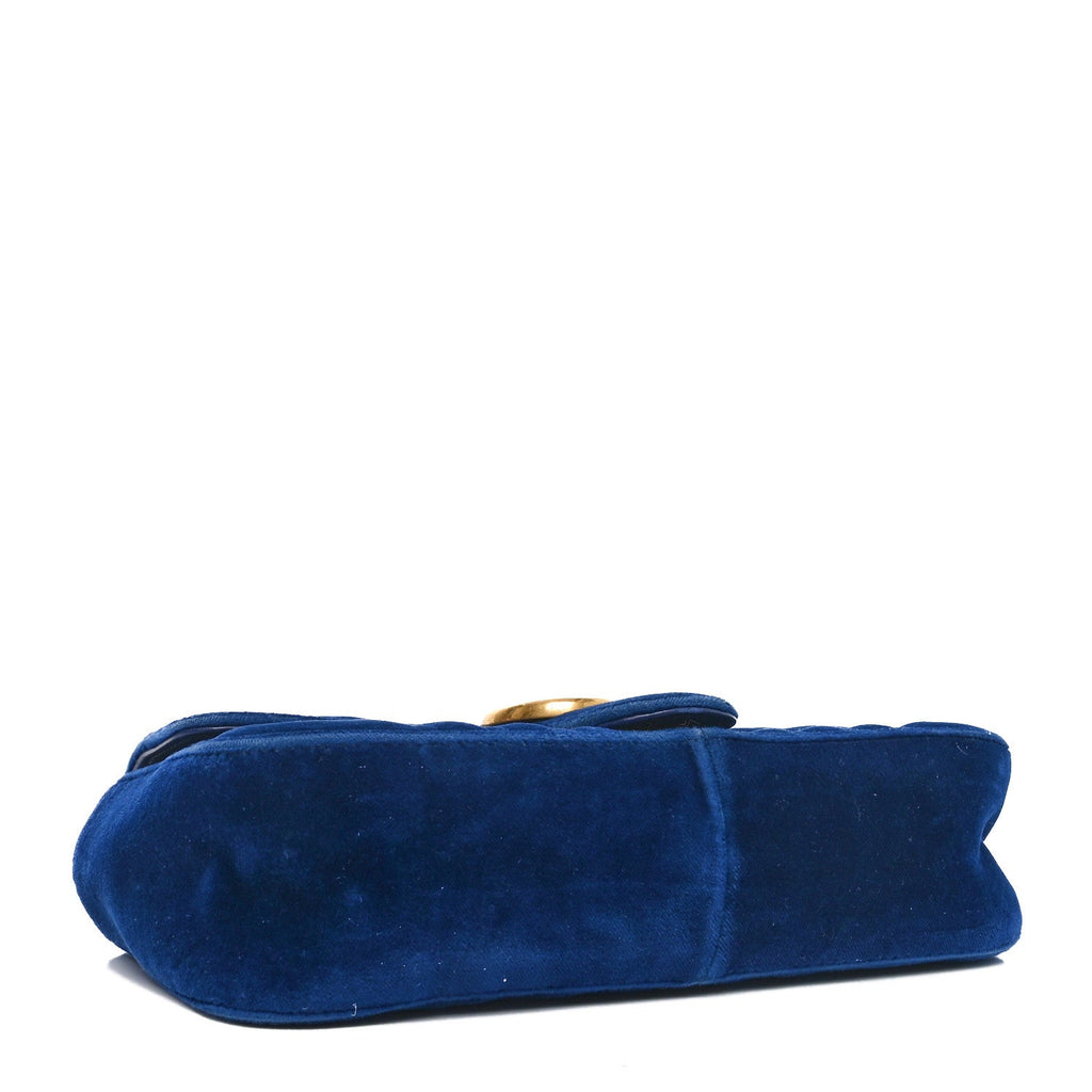Velvet Matelasse Mini GG Marmont Shoulder Bag Cobalt Blue