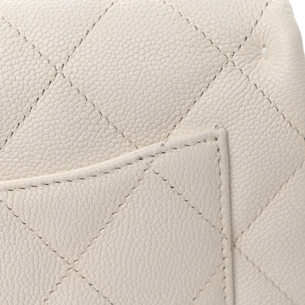 Caviar Quilted Mini Sweetheart Flap White