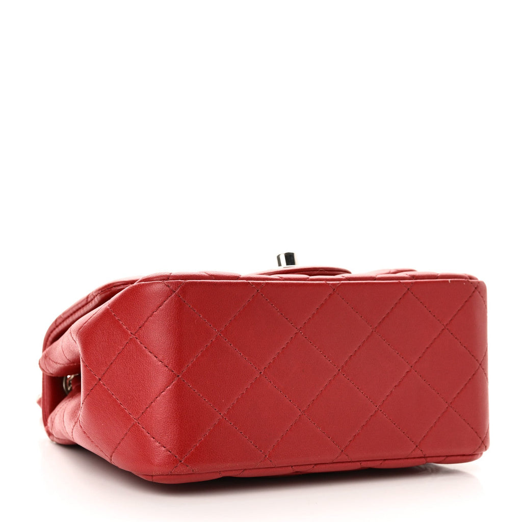 Lambskin Quilted Mini Square Flap Red