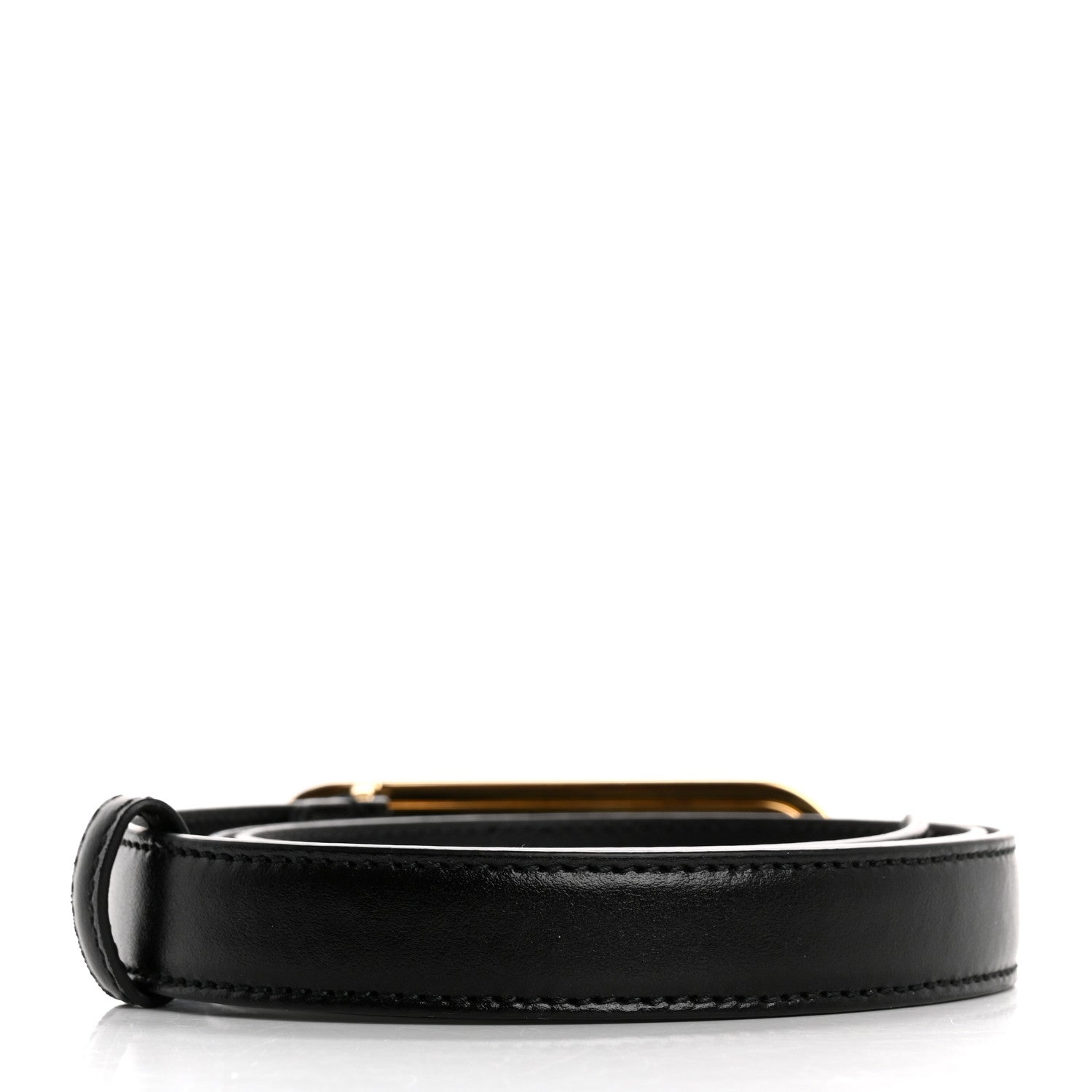 Calfskin Crystal Logo Thin Belt 80 32 Black