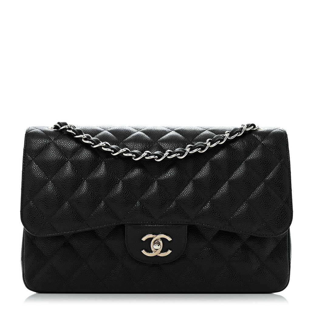 Caviar Quilted Jumbo Double Flap Black