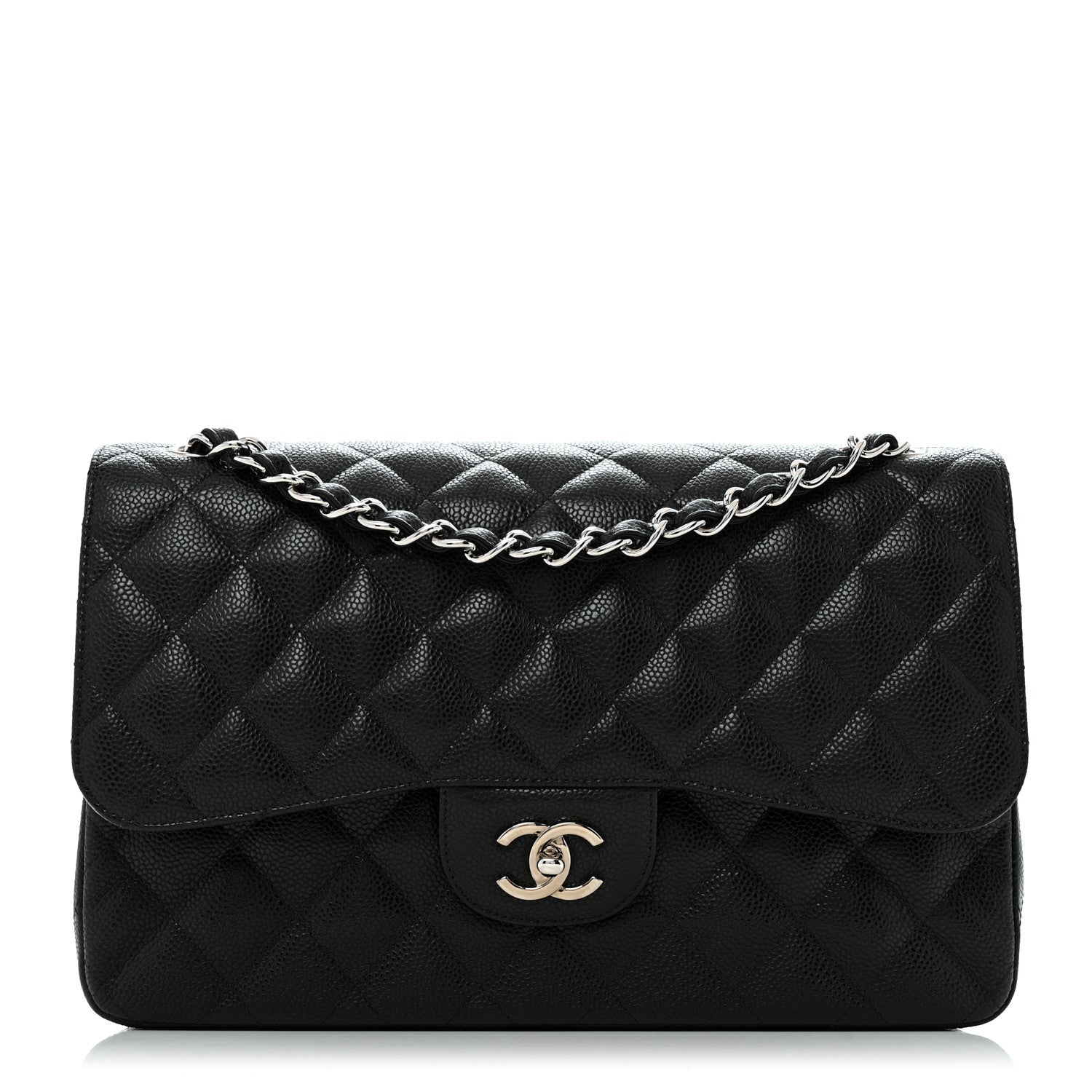 Caviar Quilted Jumbo Double Flap Black