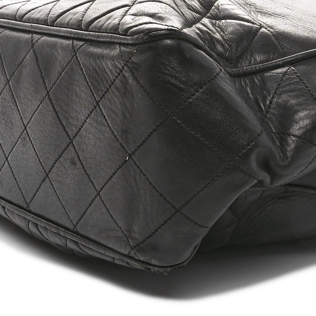 Lambskin Quilted CC Shopping Tote  Tote Black