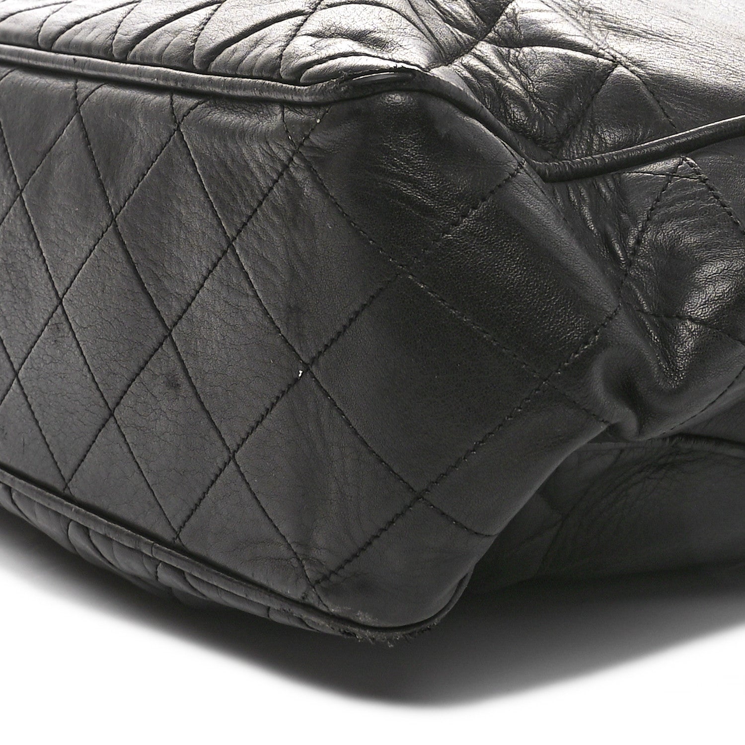 Lambskin Quilted CC Shopping Tote  Tote Black