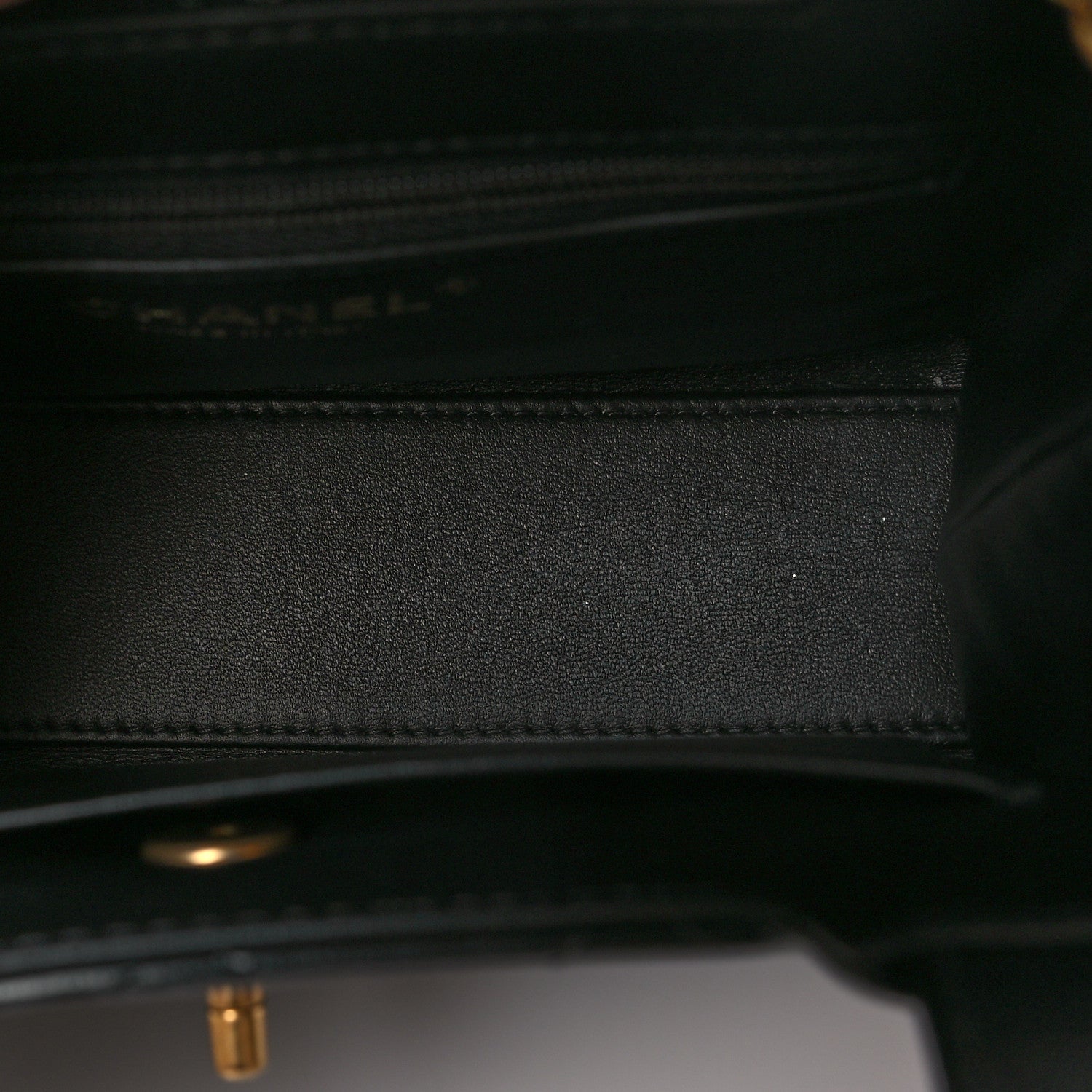 Shiny Aged Calfskin Quilted Nano Kelly Shopper Black