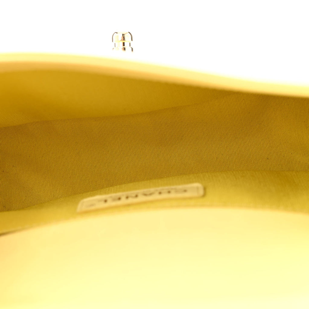 Lambskin Quilted Small Boy Flap Yellow