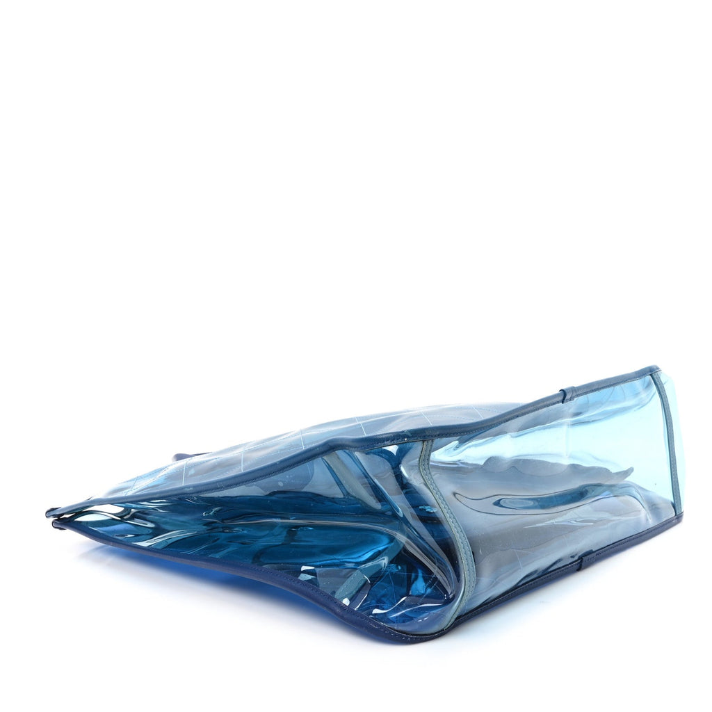Lambskin PVC Quilted Large Coco Splash Shopping Bag Blue Dark Blue