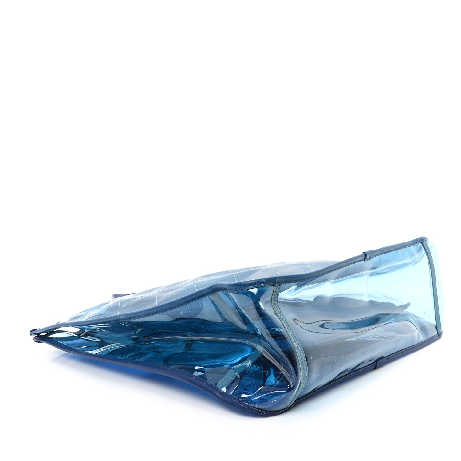 Lambskin PVC Quilted Large Coco Splash Shopping Bag Blue Dark Blue