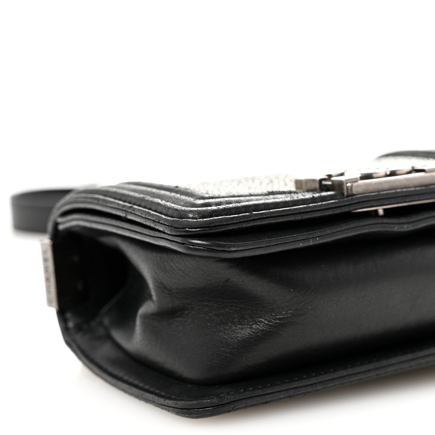 Galuchat Stingray Mini Boy Flap Black Silver