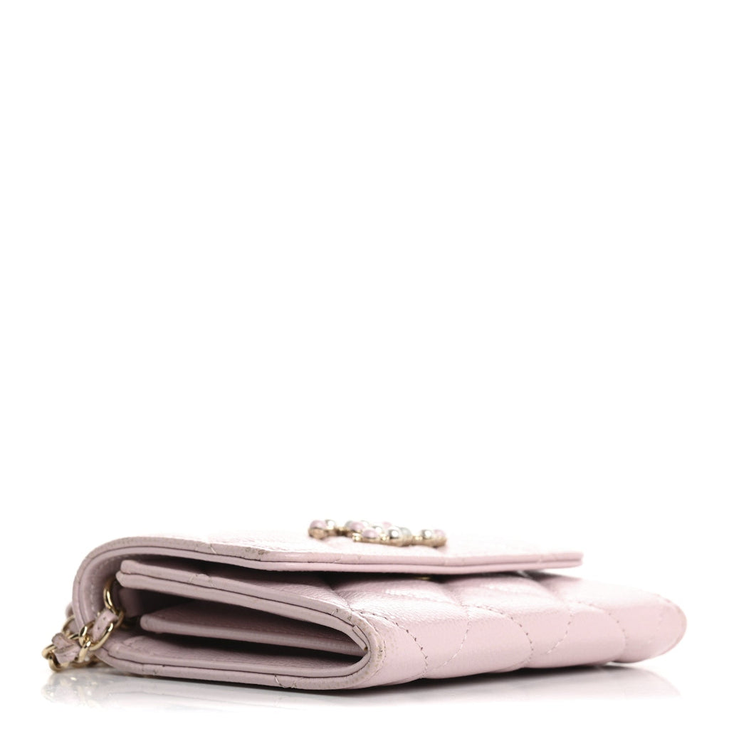 Caviar Quilted Coco Candy  Holder On Chain Light Pink
