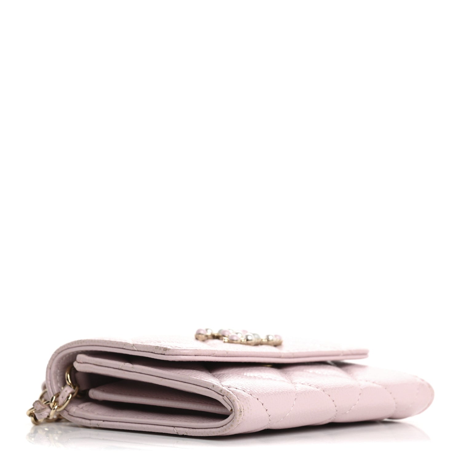 Caviar Quilted Coco Candy  Holder On Chain Light Pink
