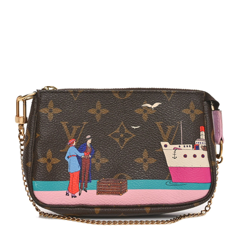 Monogram 2016 Christmas Animation Mini Pochette Accessories Rose Ballerine