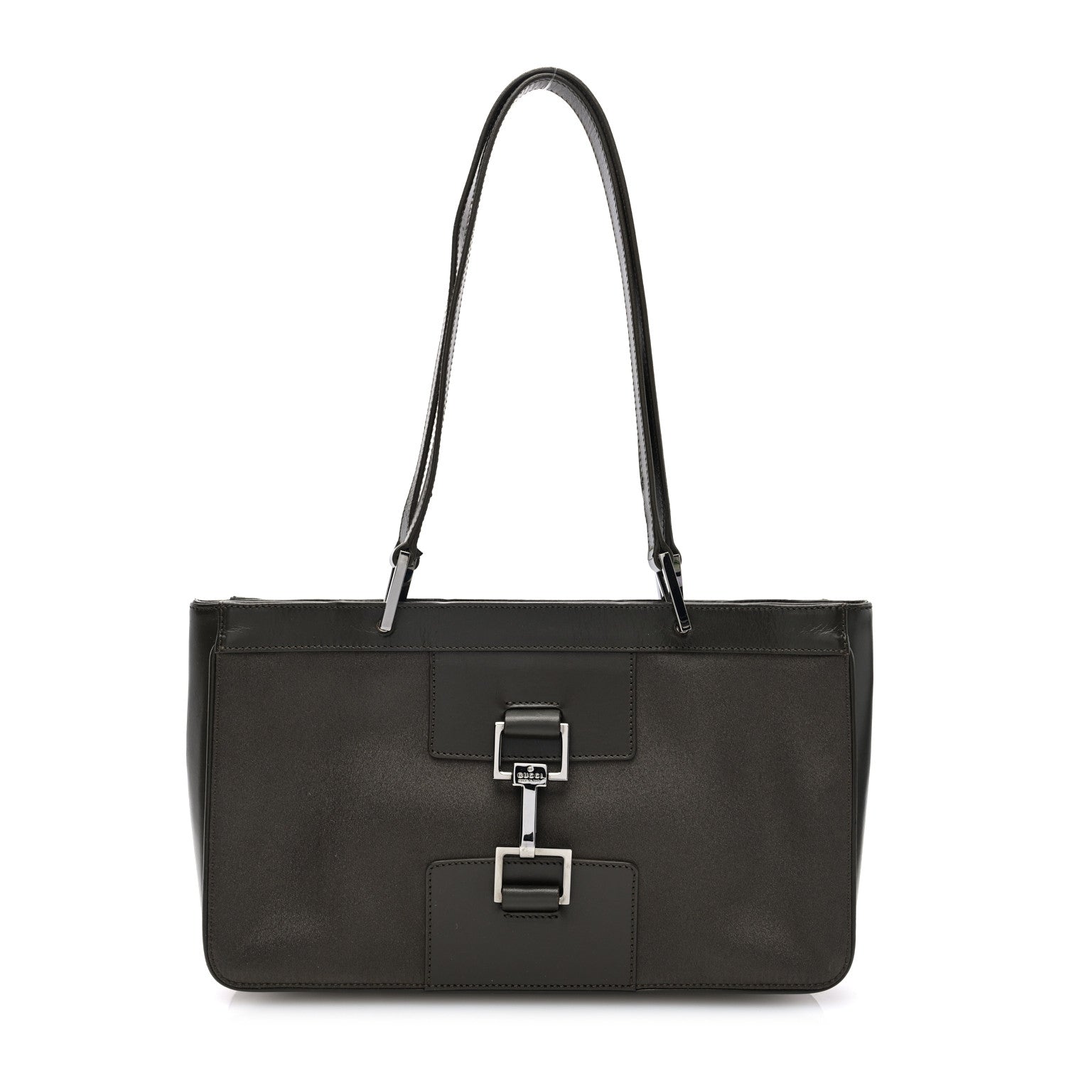 Satin Calsfkin Bardot Shoulder Bag Grey