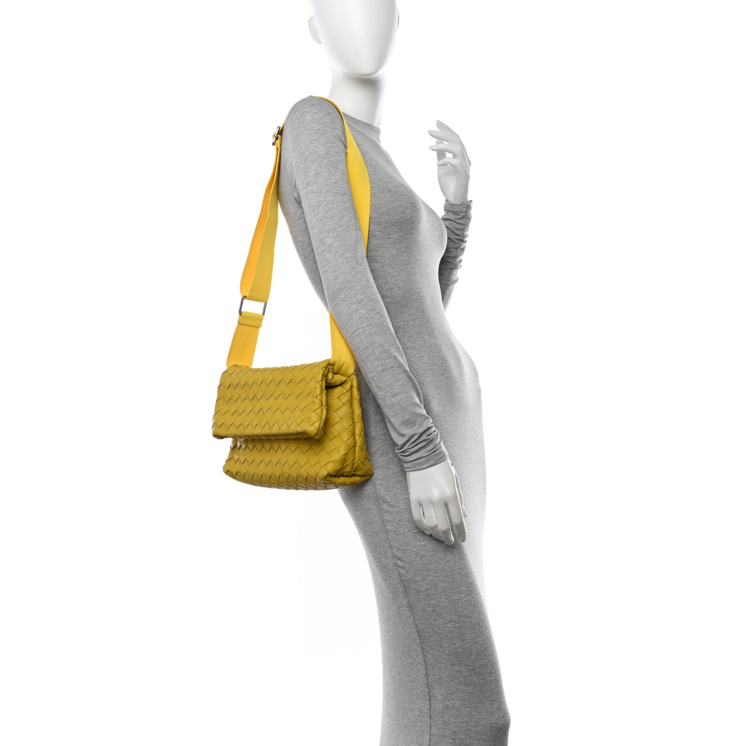 Nappa Intrecciato Small Fold Crossbody Messenger Lemon