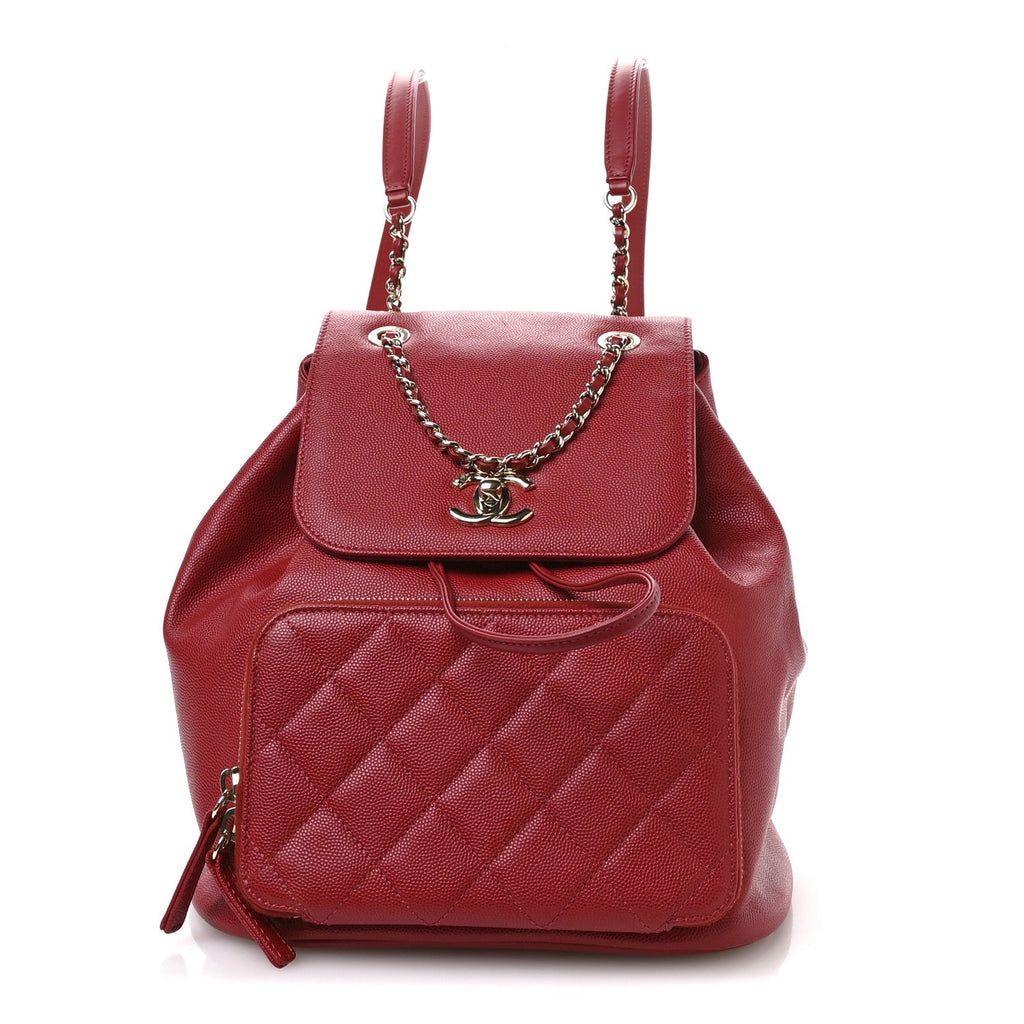 Caviar Quilted Business Affinity Backpack Red