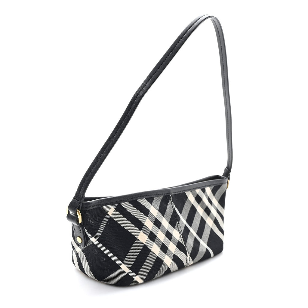 Essential Check Simple Zip Baguette Black Calico