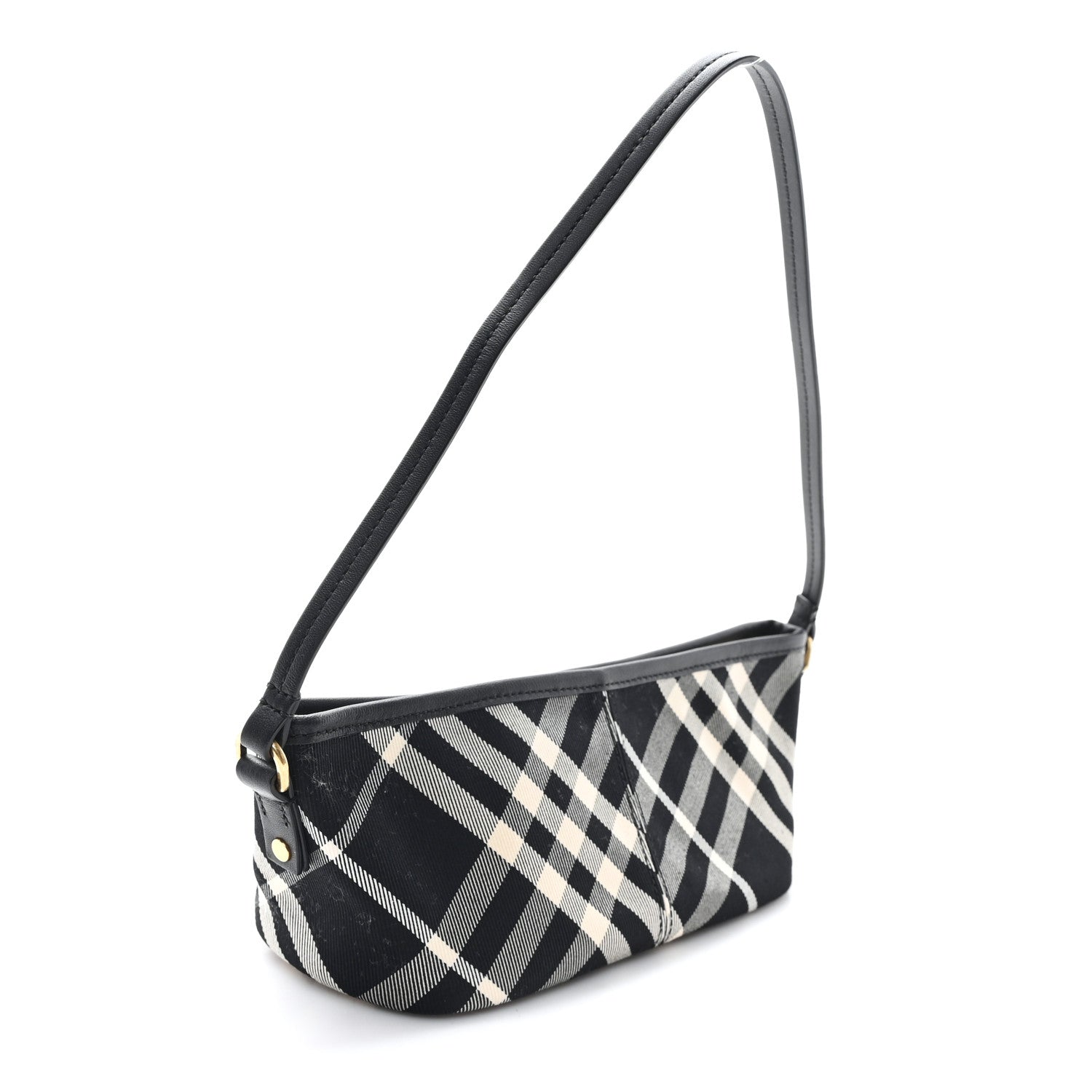 Essential Check Simple Zip Baguette Black Calico