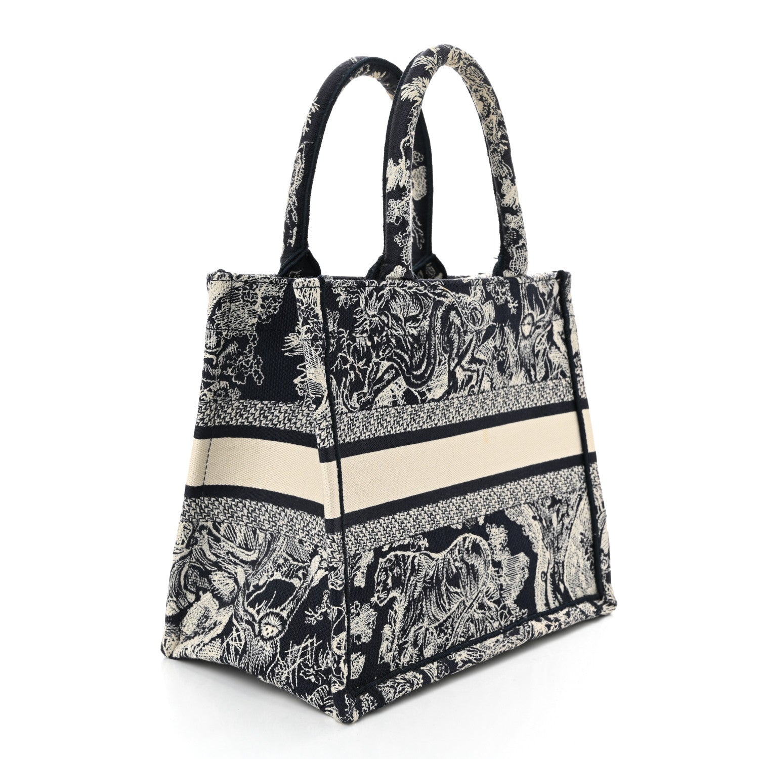 Canvas Embroidered Small Dioriviera Toile De Jouy Book Tote Blue
