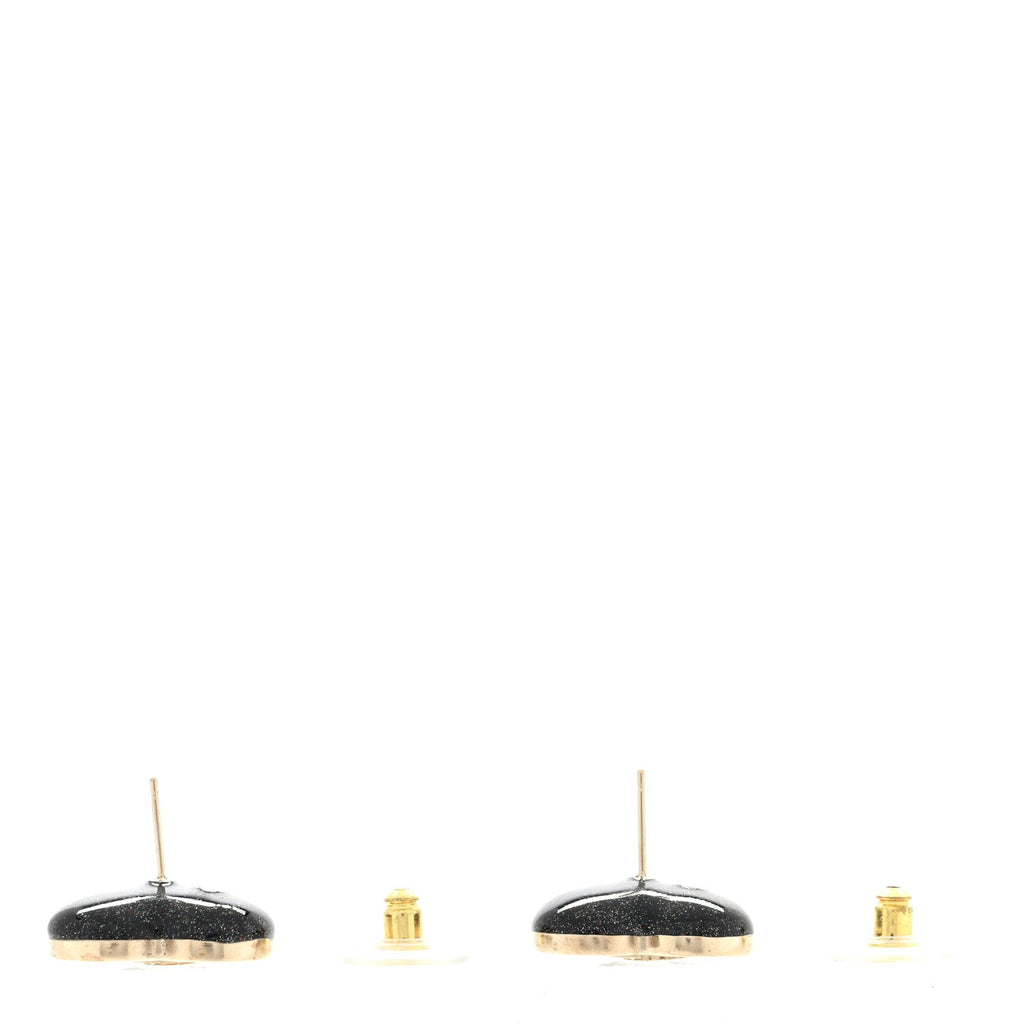 Crystal Metal CC Heart Earrings Gold