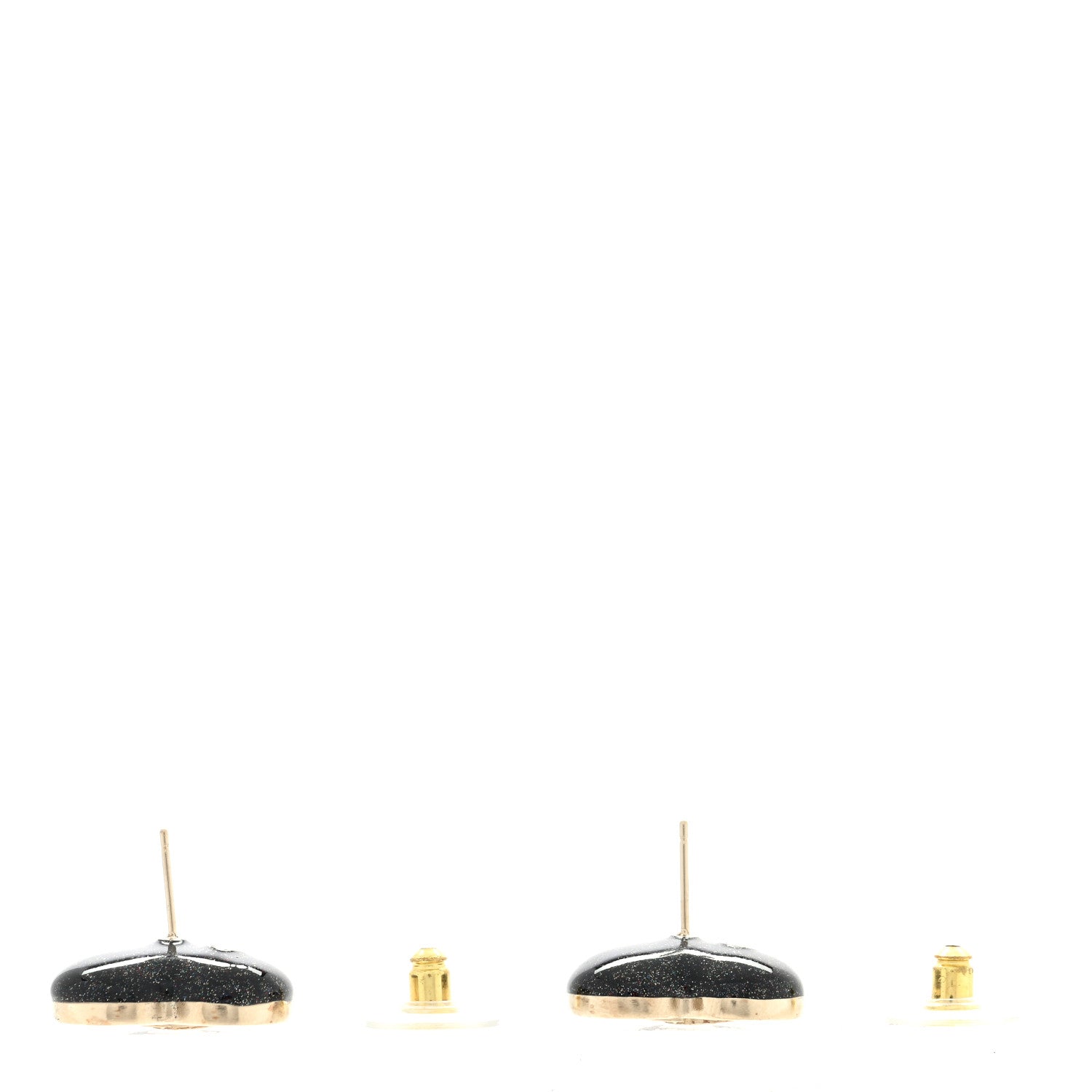 Crystal Metal CC Heart Earrings Gold