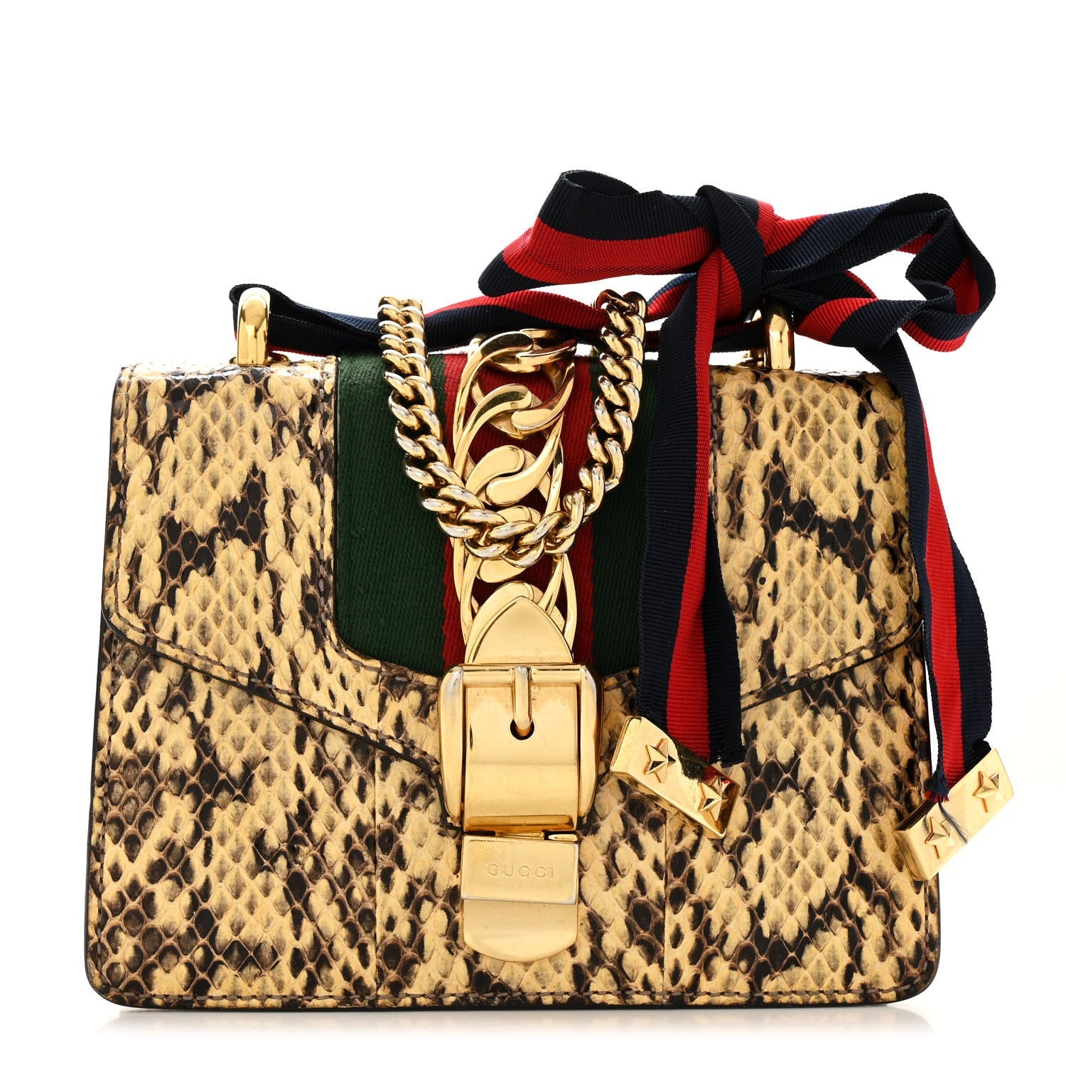 Snakeskin Mini Sylvie Chain Shoulder Bag Roccia