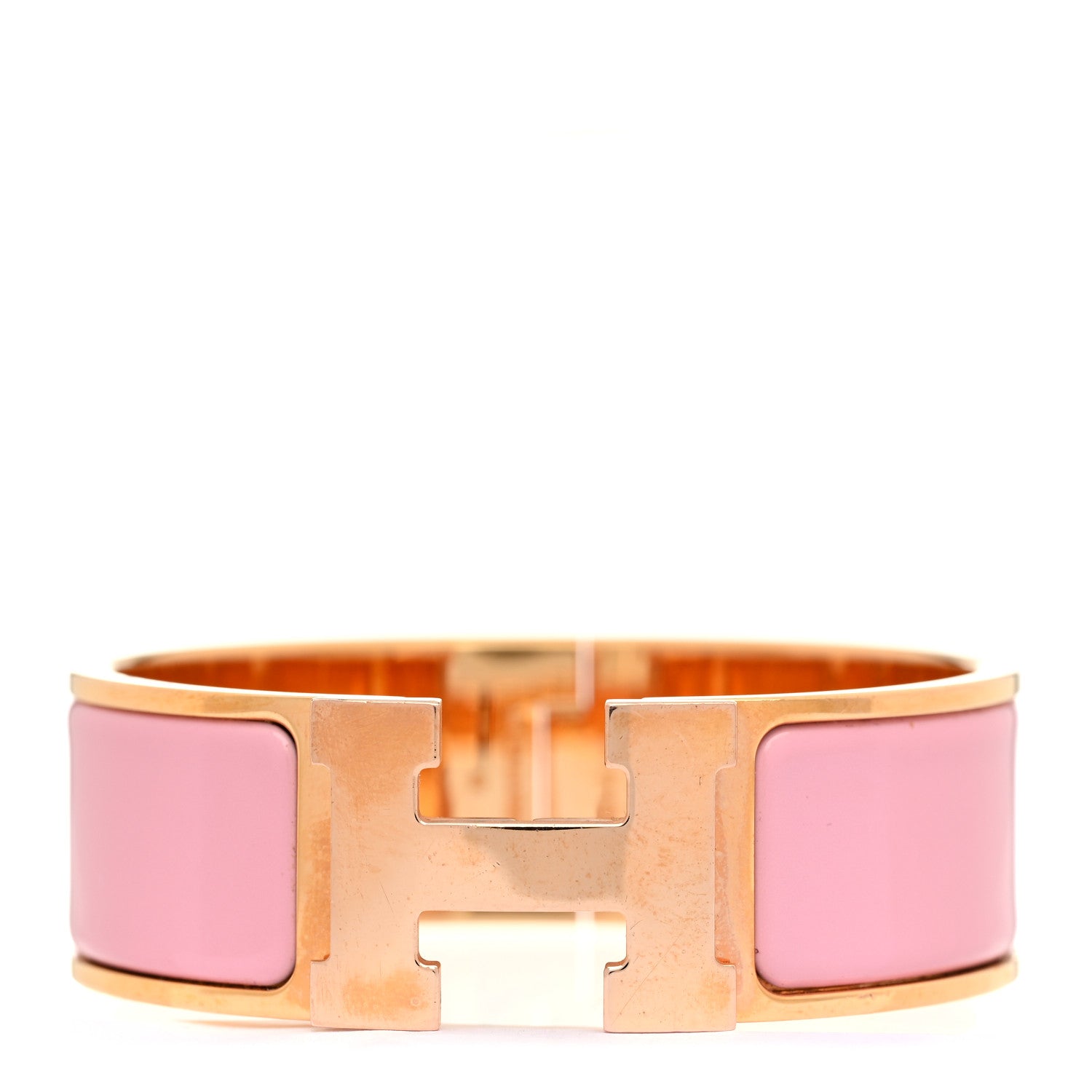 Enamel Wide Clic Clac H Bracelet GM Rose Nacarat