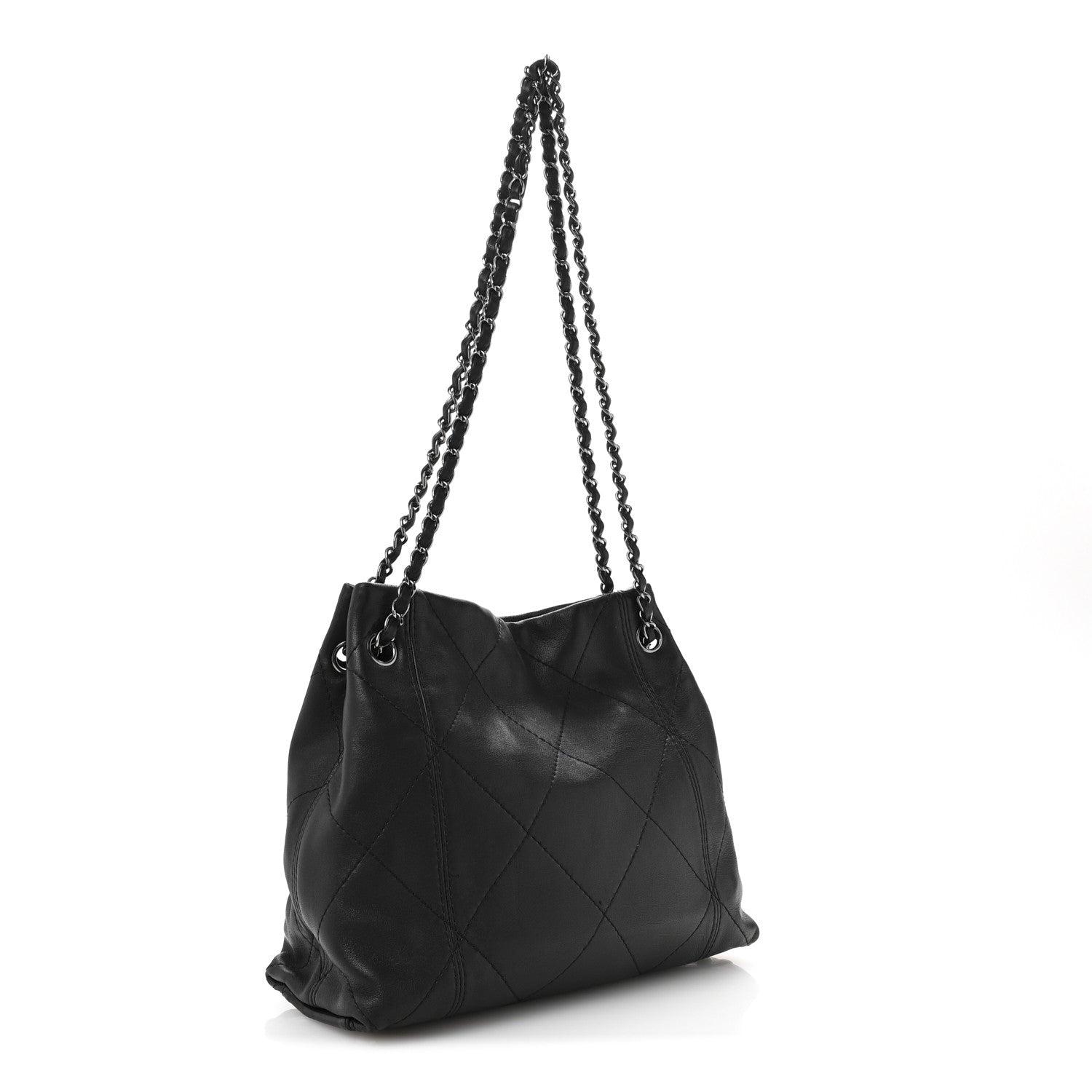 Lambskin Quilted Small Soft Touch Shoulder Bag Black