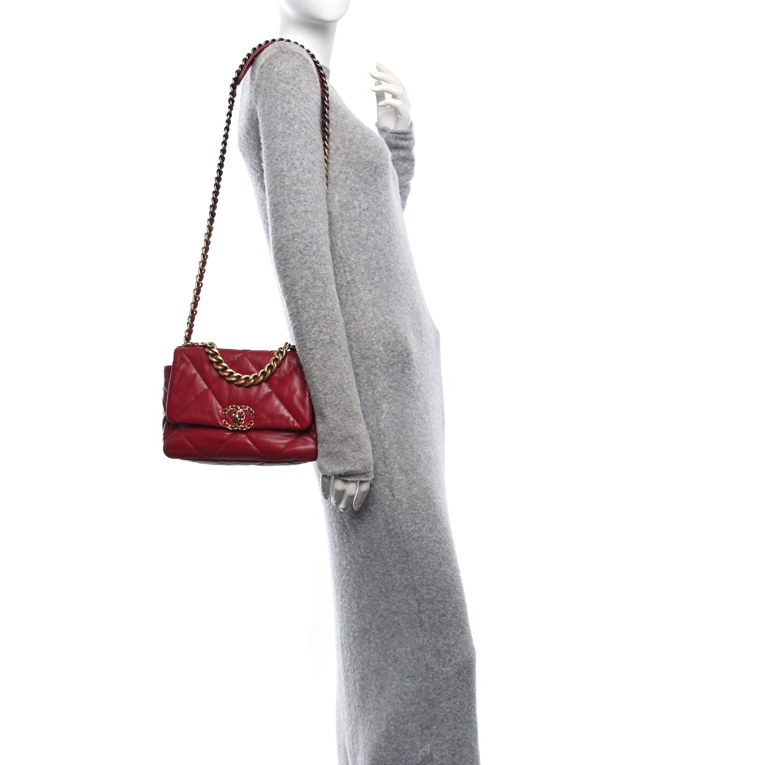 Goatskin Quilted Medium Chanel 19 Flap Red